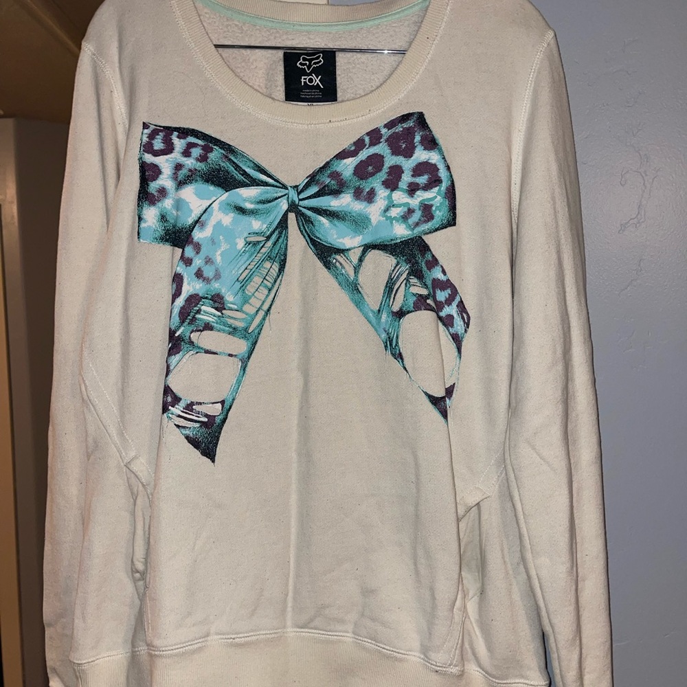 Fox Sweatshirt with Bow Print